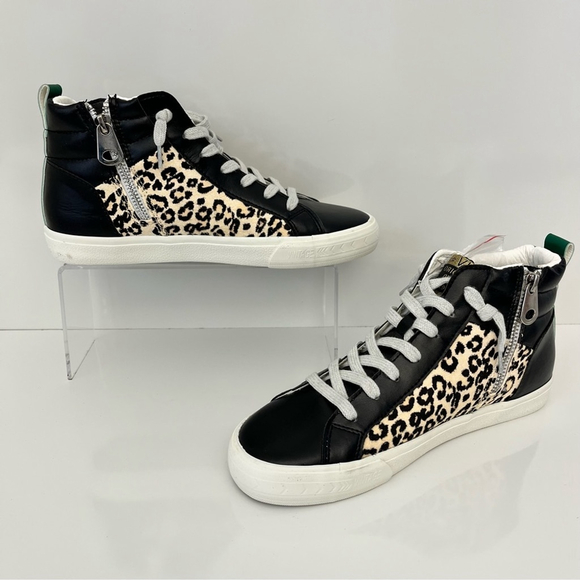 Vintage Havana Leopard High Top Sneakers Size 9 Star Distressed Zip Shoes - Picture 4 of 13